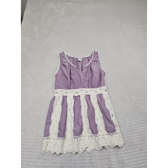 little blue bird Tops - Little Blue Bird Shirt Womens XS Purple Lace Trim Boho